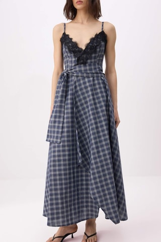 Robe midi - Bleu marine et multicolore