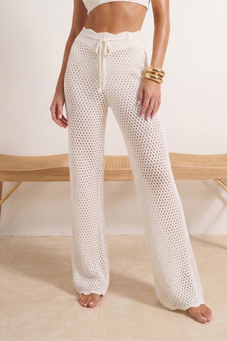 Pantalon de plage taille haute - Écru