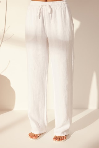 Pantalon wide legs en lin - Blanc