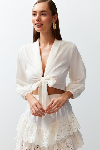 Crop top noué - Blanc