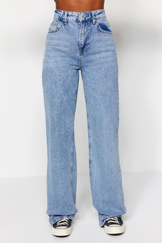 Jean droit taille haute - Bleu