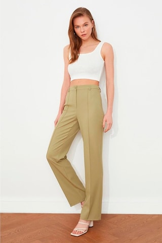 Pantalon droit taille haute - Vert