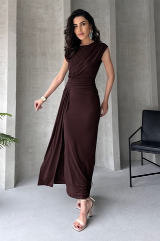 Robe drapée - Marron