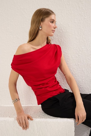 Top drapé - Rouge