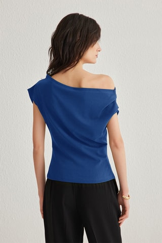 Top drapé - Bleu foncé