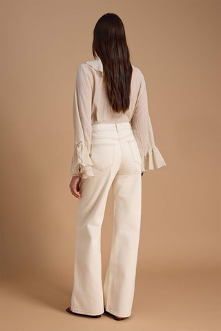 Jean straight taille haute - Blanc