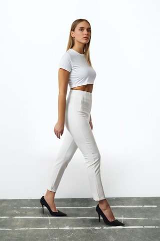 Pantalon slim 7/8 taille haute - Blanc