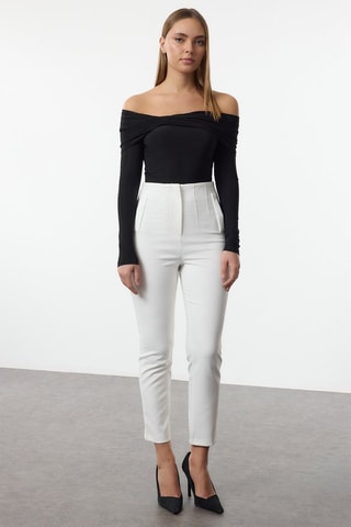 Pantalon slim 7/8 taille haute - Blanc