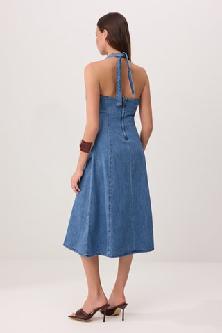 Robe midi en jean - Bleu