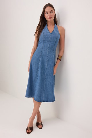 Robe midi en jean - Bleu