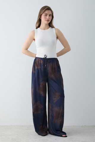 Pantalon wide legs - Bleu marine