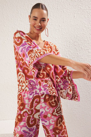 Chemisier et pantalon taille haute - Multicolore