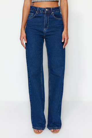 Jean wide legs taille haute - Bleu