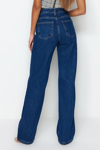 Jean wide legs taille haute - Bleu