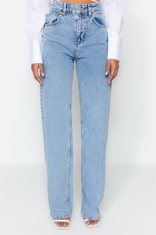 Jean wide legs taille haute - Bleu