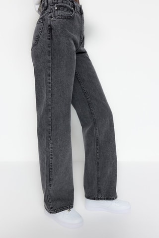 Jean wide legs taille haute - Gris
