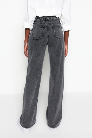 Jean wide legs taille haute - Gris