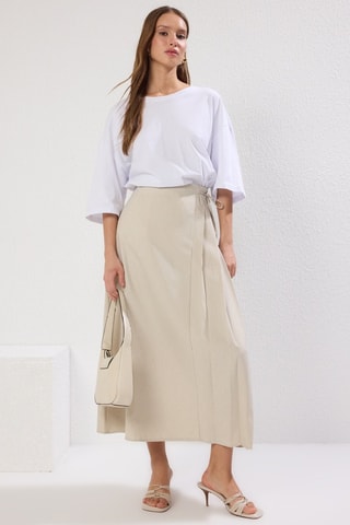 Jupe portefeuille - Beige