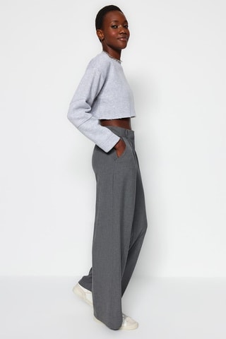 Pantalon palazzo taille haute - Gris