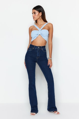 Jean flare taille haute - Bleu