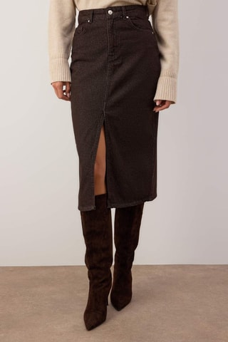 Jupe midi en jean - Marron
