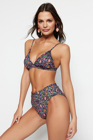 Maillot 2 pièces - Noir, vert, orange et rose