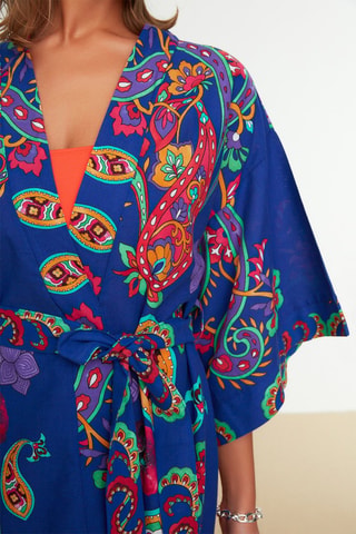Kimono Bleu roi - Bleu, jaune et rose