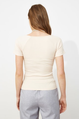 Top côtelé - Beige