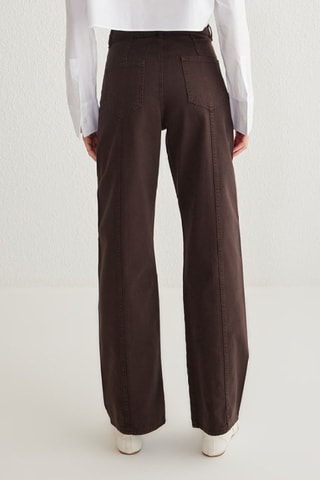 Jeans wide legs a vita alta - Marrone