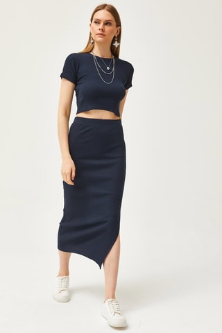Jupe fourreau et crop top - Bleu marine