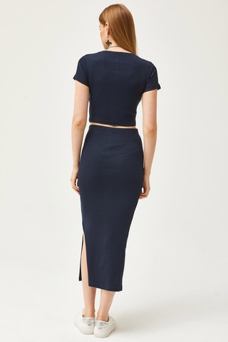 Jupe fourreau et crop top - Bleu marine