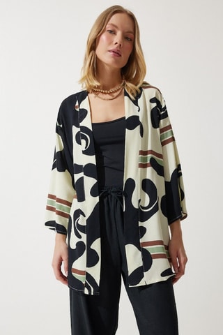 Kimono - Bianco, nero e marrone
