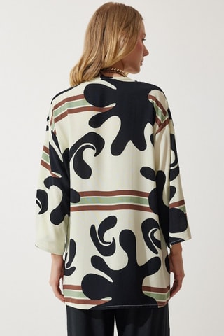 Kimono - Bianco, nero e marrone