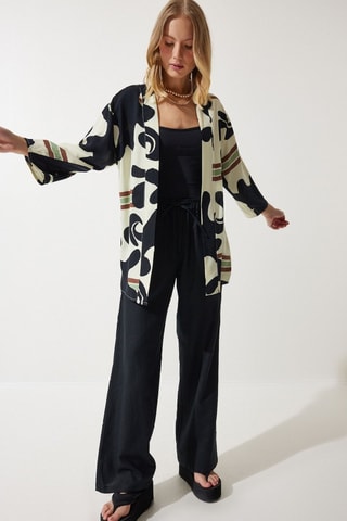 Kimono - Bianco, nero e marrone