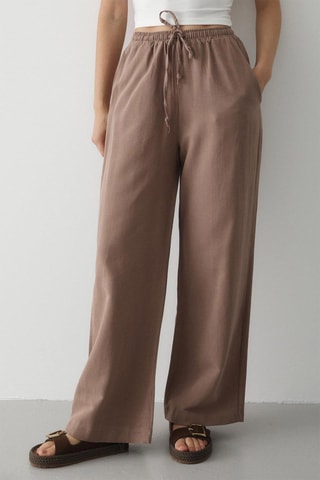 Pantaloni a vita alta - Taupe