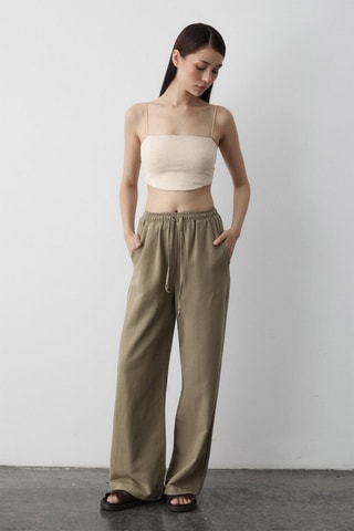 Pantaloni a vita alta - Beige
