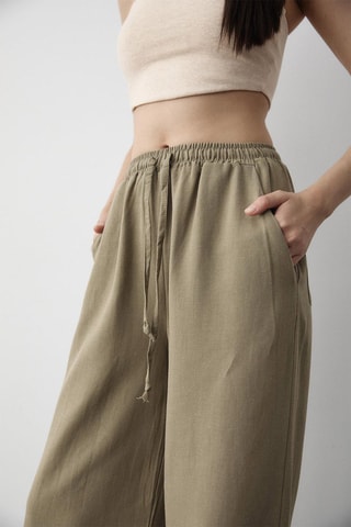 Pantaloni a vita alta - Beige