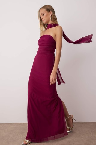 Abito bustier e foulard - Rosso