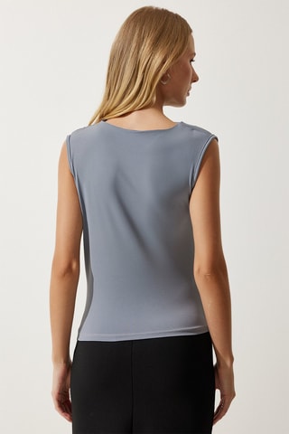 Top - Grigio e blu