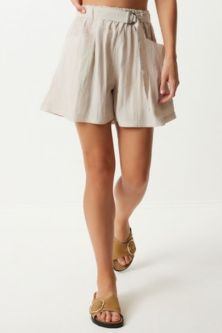 Shorts a vita alta - Beige