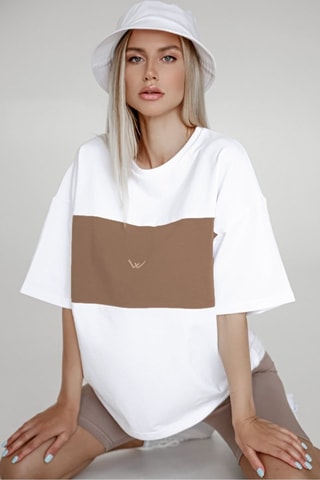 T-shirt regular - Bianco e beige