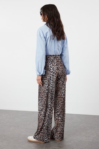 Pantalon wide legs - Beige, noir et marron