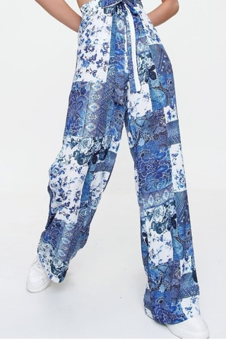 Pantalon casual - Bleu, blanc et motifs