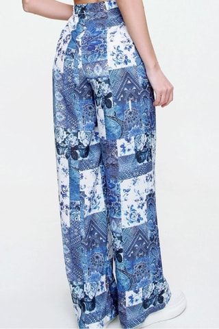 Pantalon casual - Bleu, blanc et motifs
