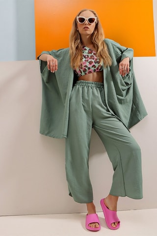 Kimono e pantaloni capri - Verde