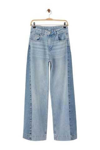 Jeans wide legs a vita alta - Bianco e blu
