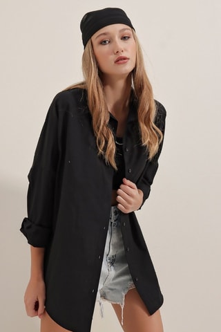 Camicia oversize - Nero