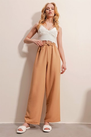 Pantalon casual taille haute - Beige