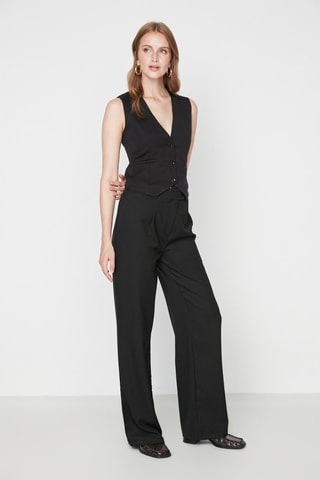 Pantalon wide legs taille haute - Noir