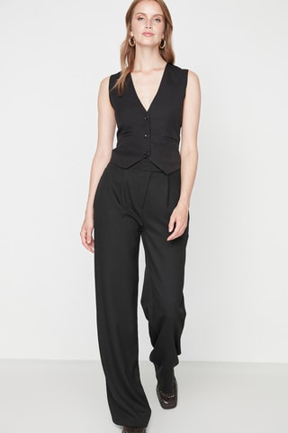 Pantalon wide legs taille haute - Noir